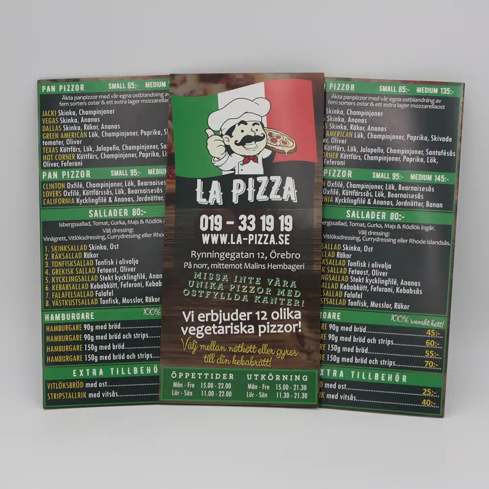 La Pizza Meny 3-vikt design